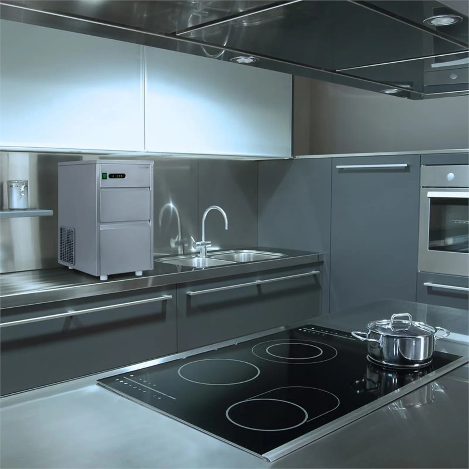 Powericer XL Eiswürfelmaschine Industrie 145W 20 Kg/d 3,5 Kg Behälter – Bild 2