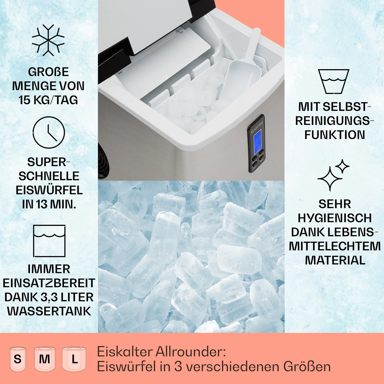 Mr. Black-Frost Eismaschine 150W Edelstahl Schwarz 15kg – Bild 2