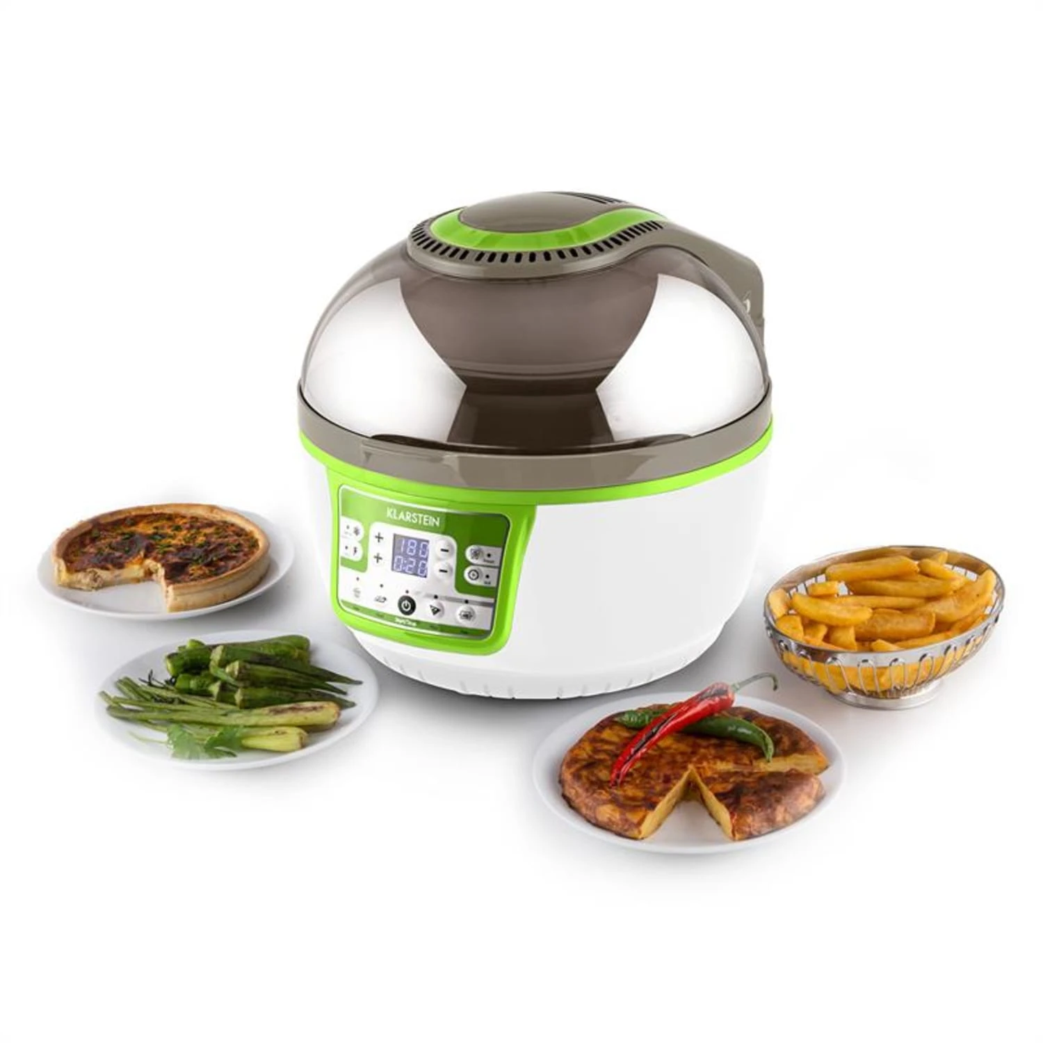 VitAir Turbo Heißluftfritteuse Grün-weiß 1400W Grillen Backen 9l – Bild 11