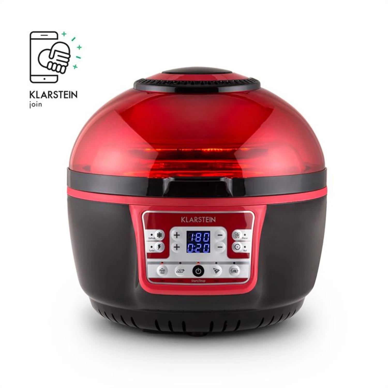 VitAir Turbo Heißluftfritteuse Rot-schwarz 1400W Grillen Backen 9l – Bild 4