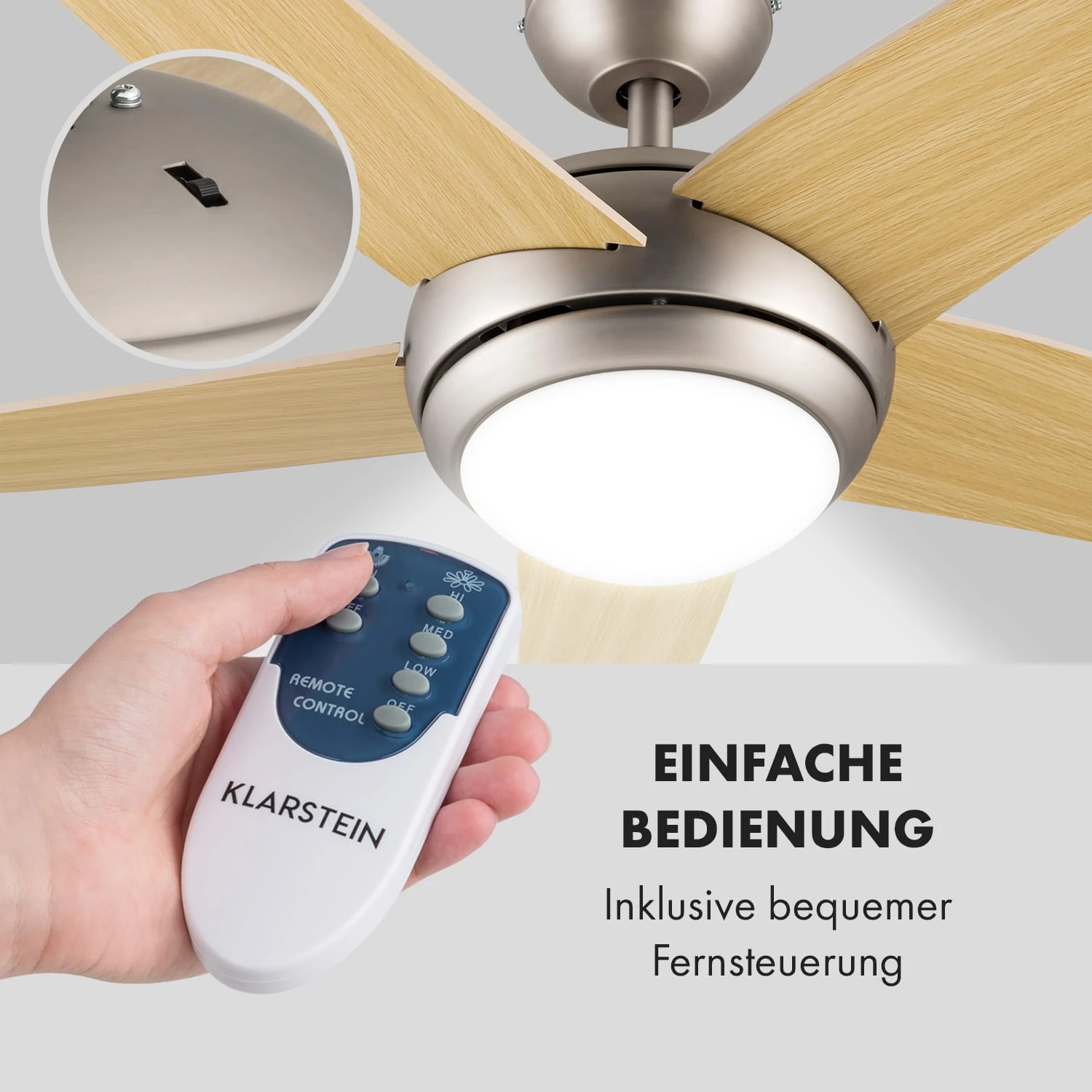 Bolero 2-in-1-Deckenventilator Leuchte 55W 10212m³/h Fernbedienung – Bild 3