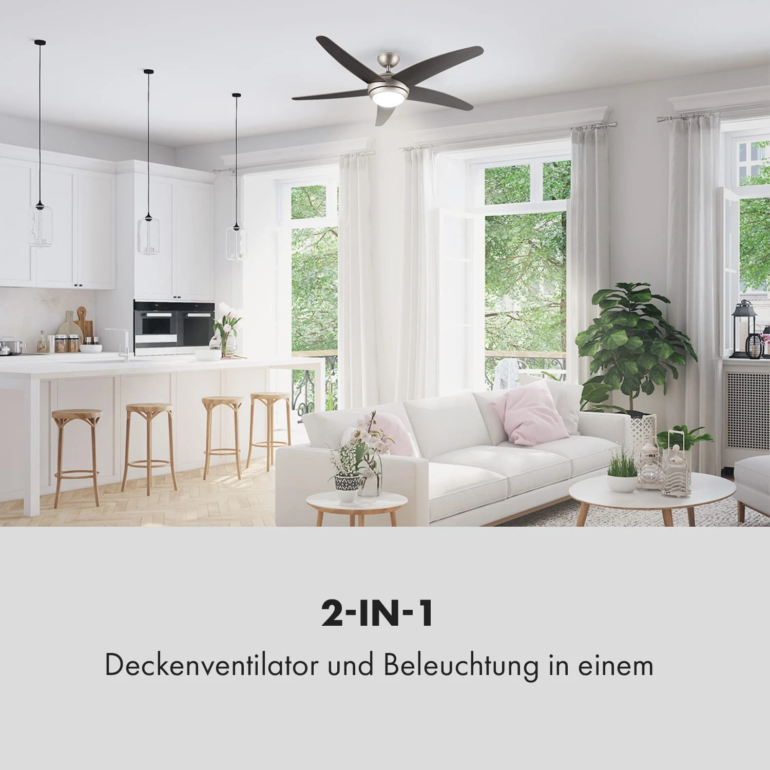 Bolero 2-in-1-Deckenventilator Leuchte 55W 10212 M³/h Fernbedienung – Bild 2