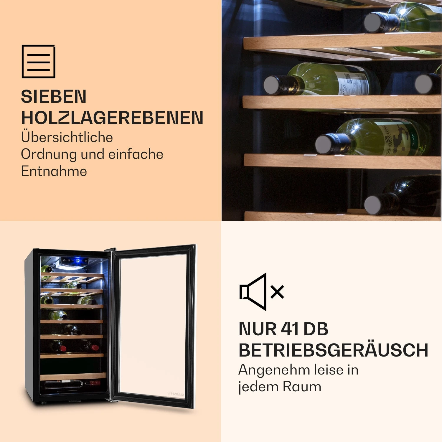 Vinamour 26 Uno Weinkühlschrank 26 Flaschen 88 Liter Edelstahl LED – Bild 5