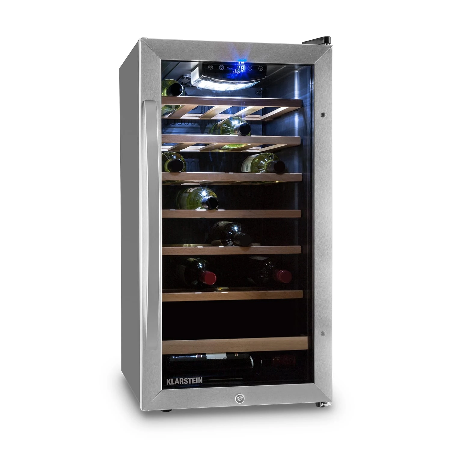 Vinamour 26 Uno Weinkühlschrank 26 Flaschen 88 Liter Edelstahl LED