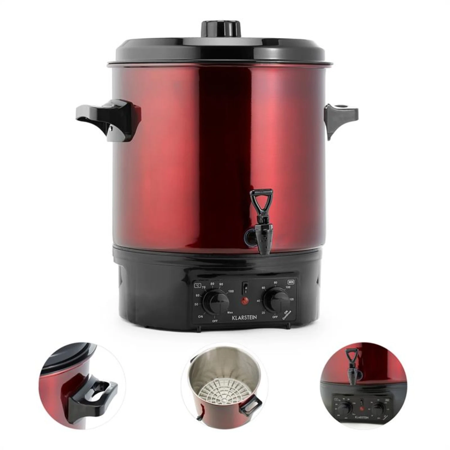 Biggie Einkochautomat Edelstahl 27 Liter 2000W Timer Rot – Bild 3