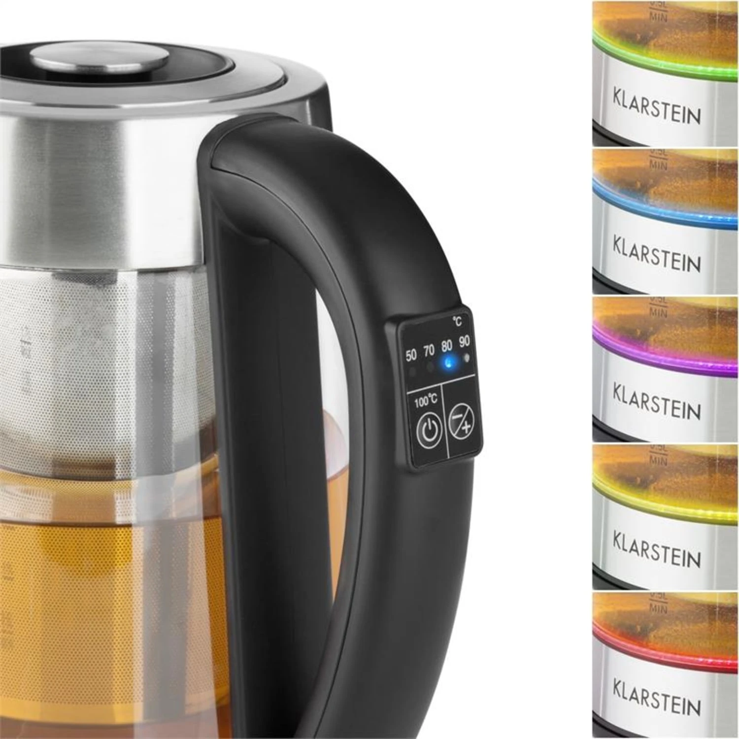 Ostfriese Wasserkocher 2-in-1 Teekocher 1,7L 2200W LED Edelstahl Glas – Bild 4