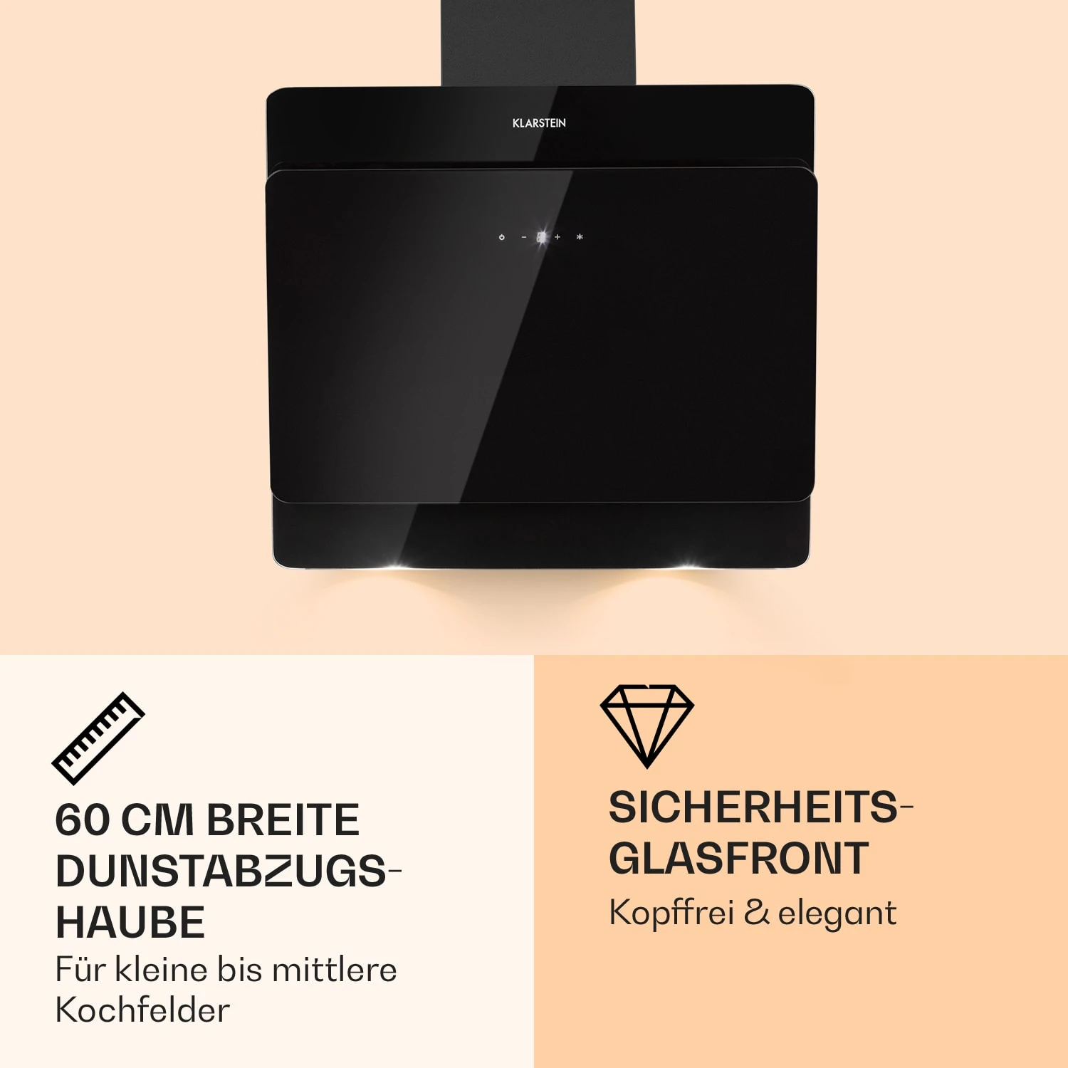 Aurica 60 Dunstabzugshaube 60cm 600 M³/h LED Touch Glas – Bild 3