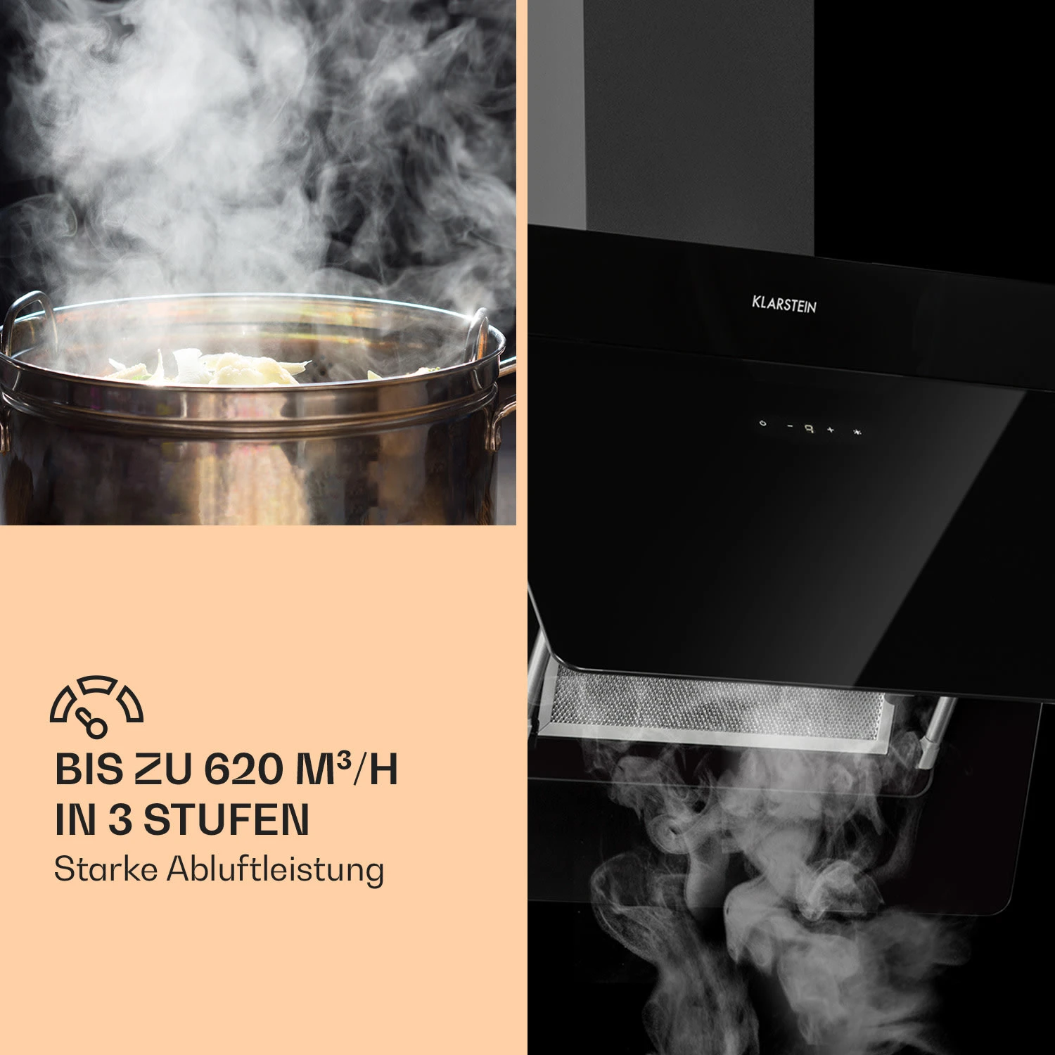 Aurica 60 Dunstabzugshaube 60cm 600 M³/h LED Touch Glas – Bild 4