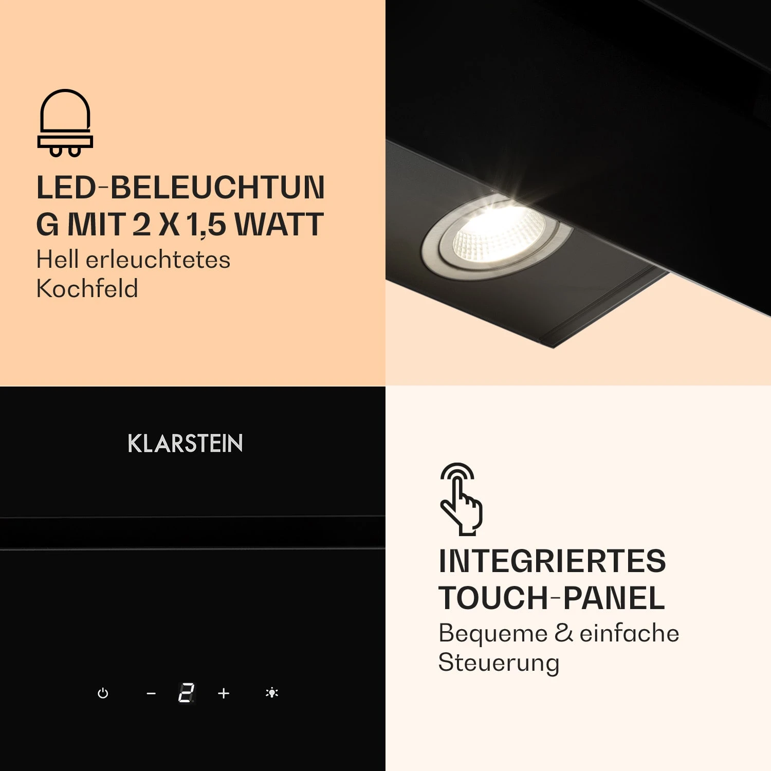 Aurica 60 Dunstabzugshaube 60cm 600 M³/h LED Touch Glas – Bild 5