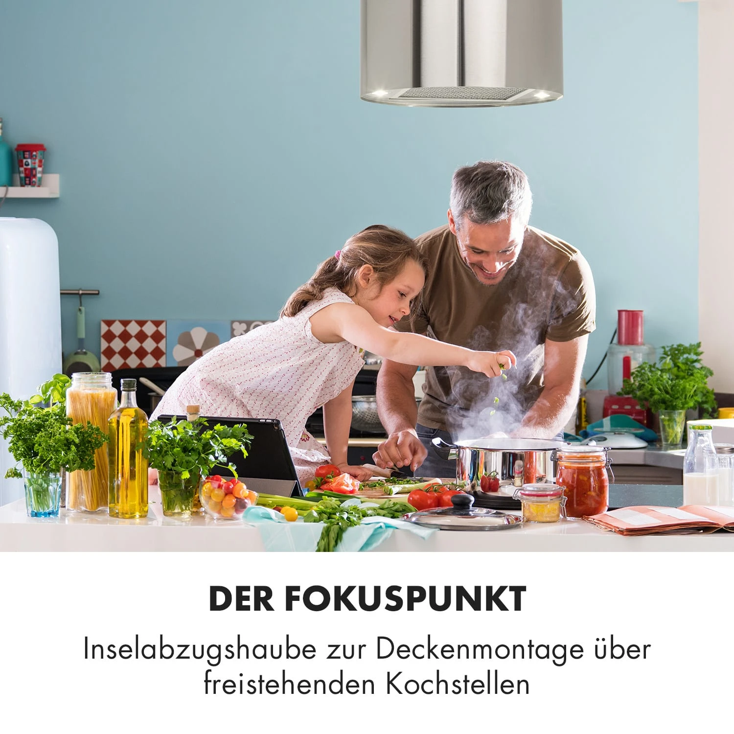 Barett Inselabzugshaube Ø35cm Umluft 558 M³/h LED Aktivkohlefilter – Bild 2