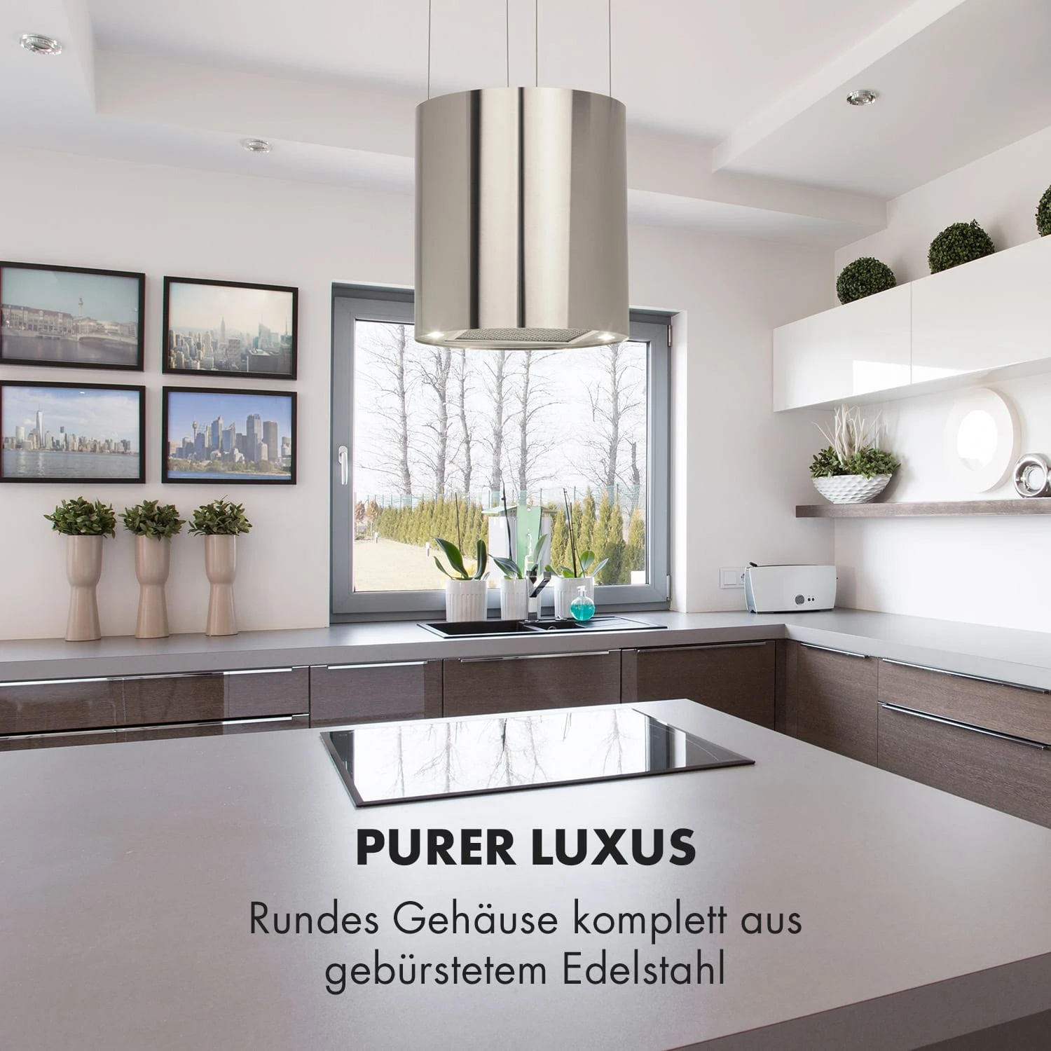 Barett Inselabzugshaube Ø35cm Umluft 558 M³/h LED Aktivkohlefilter – Bild 4