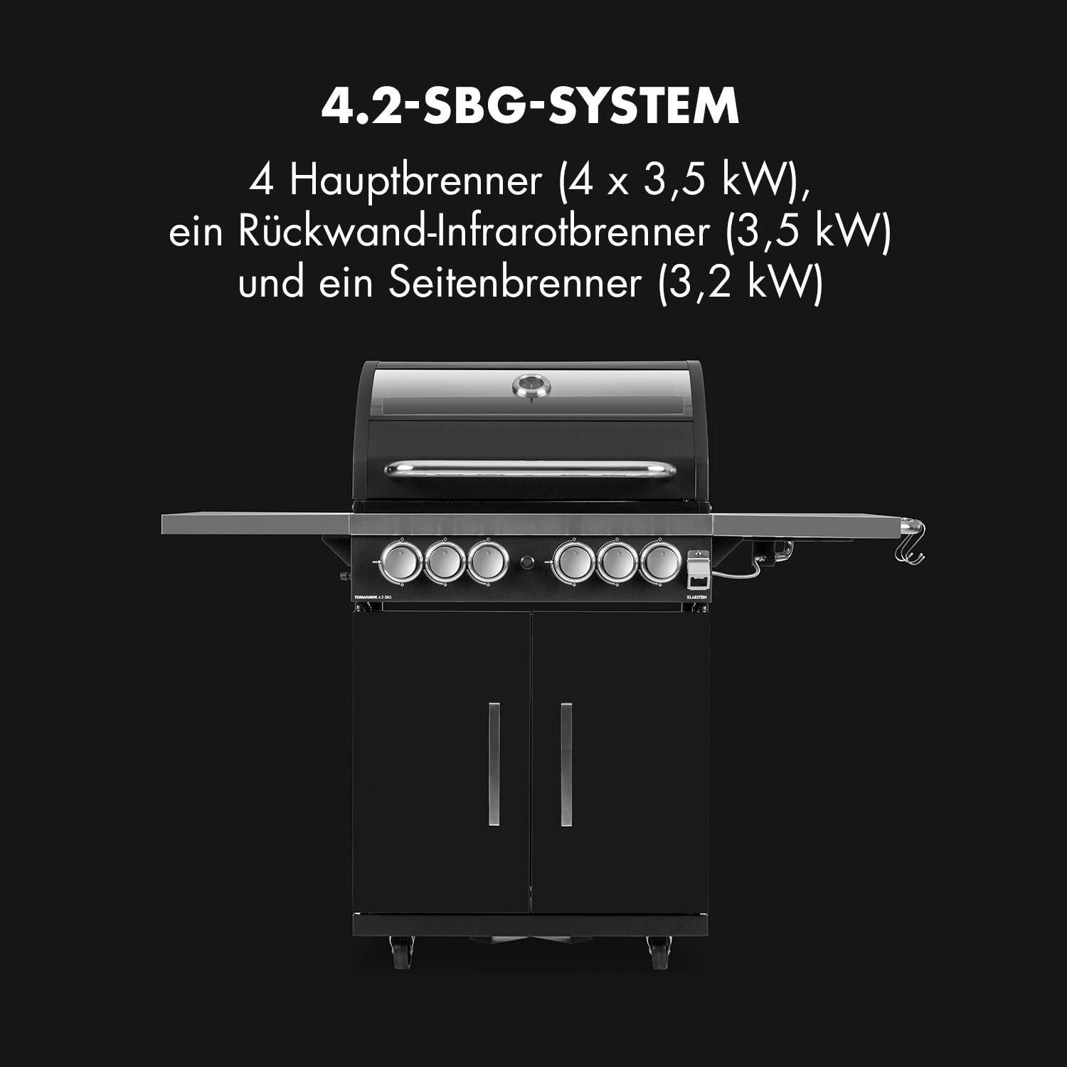 Tomahawk 4.2 SBG Gasgrill 6 Brenner 20,7 KW 64x42cm Grill Edelstahl – Bild 2