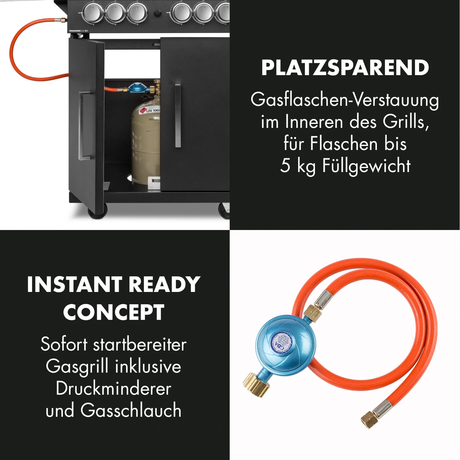 Tomahawk 4.2 SBG Gasgrill 6 Brenner 20,7 KW 64x42cm Grill Edelstahl – Bild 8