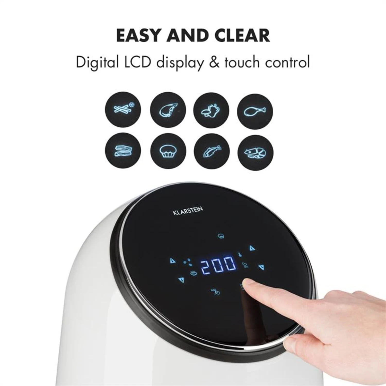 AirVital Heißluftfritteuse 1300W 2,5l CeraPlus-Antihaft Touch Weiß – Bild 5