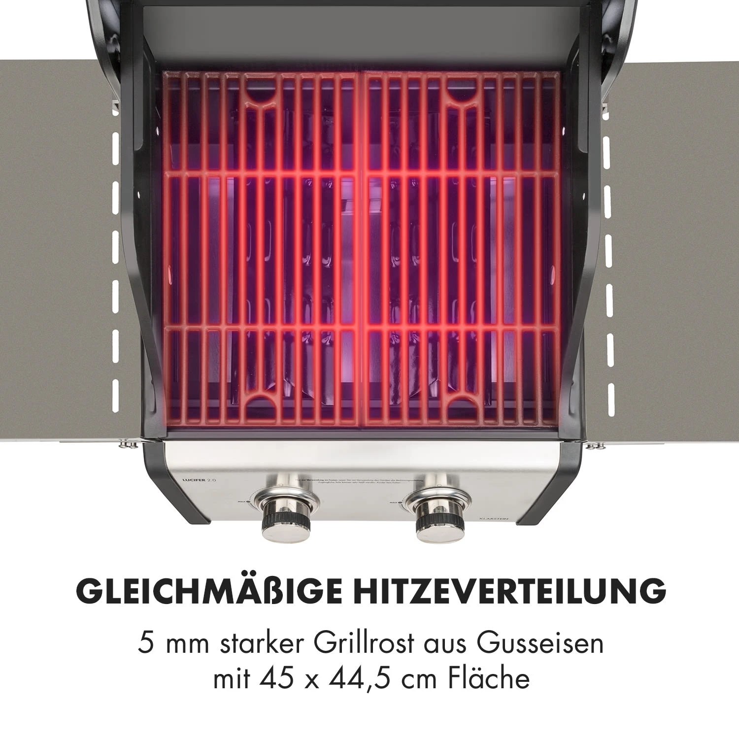 Lucifer 2.0-T Gasgrill 2 X 3,5 KW Brenner 45x44cm Grill Edelstahl – Bild 5