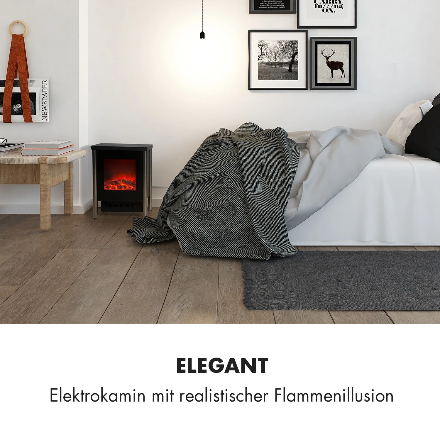Copenhagen Elektrischer Kamin 950/1900W Thermostat Glasfront – Bild 2