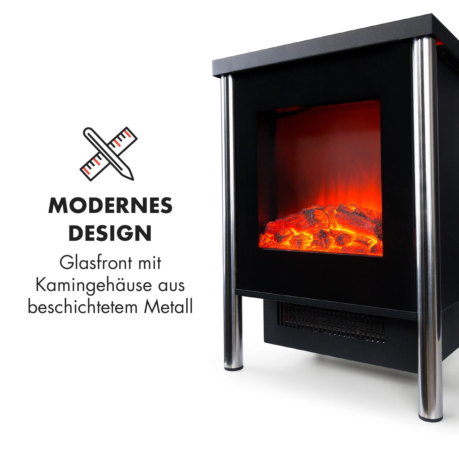 Copenhagen Elektrischer Kamin 950/1900W Thermostat Glasfront – Bild 6