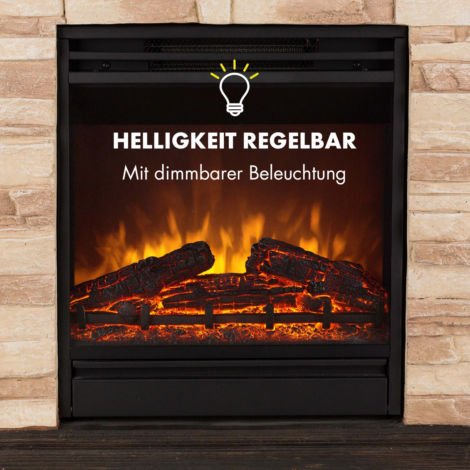Kaprun Elektrischer Kamin 1800W Steindekor Polystone Fernbedienung – Bild 7