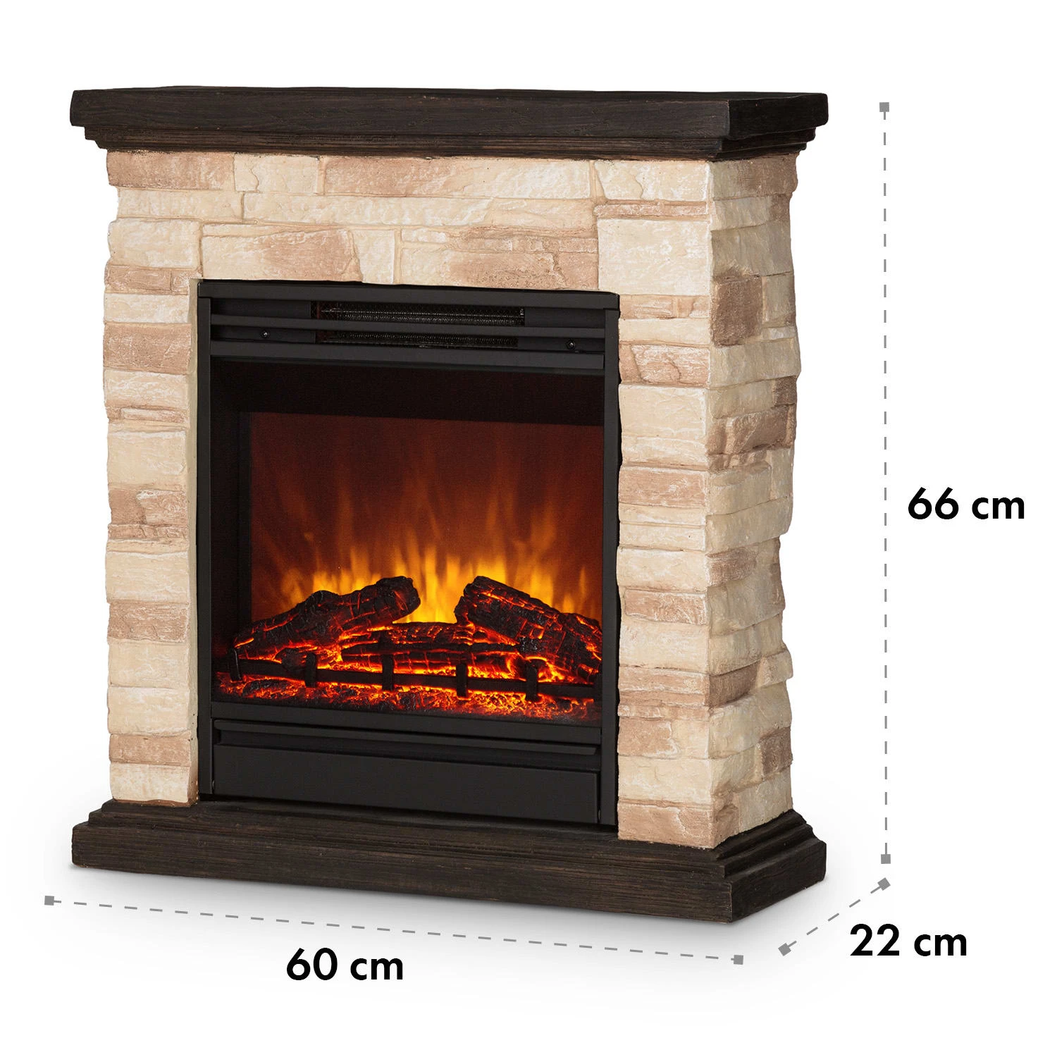 Kaprun Elektrischer Kamin 1800W Steindekor Polystone Fernbedienung – Bild 9