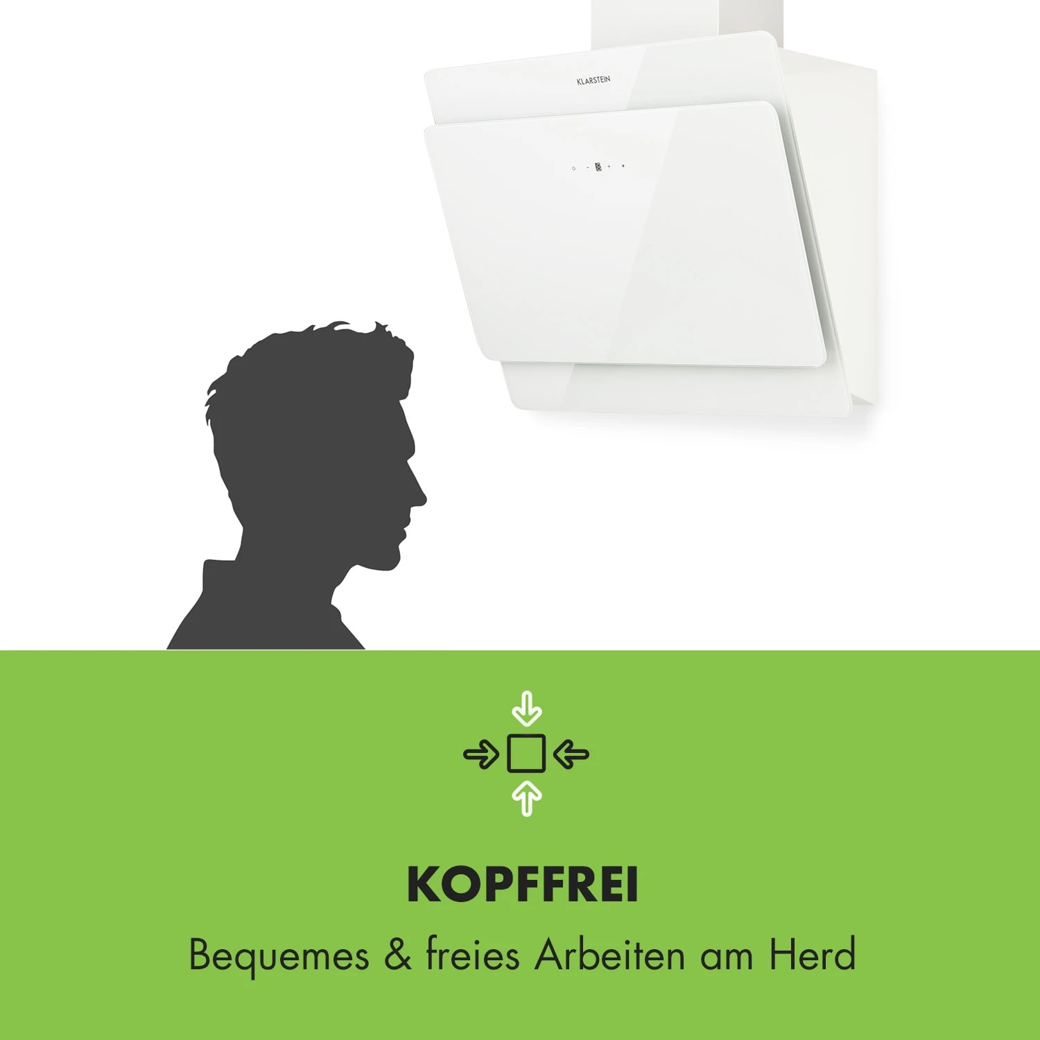 Klarstein Aurica 60 Dunstabzugshaube 60cm 600 M³/h LED Touch Glas Weiß – Bild 4