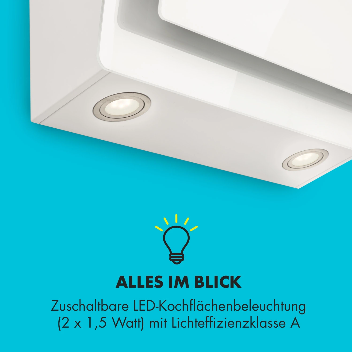 Klarstein Aurica 60 Dunstabzugshaube 60cm 600 M³/h LED Touch Glas Weiß – Bild 7