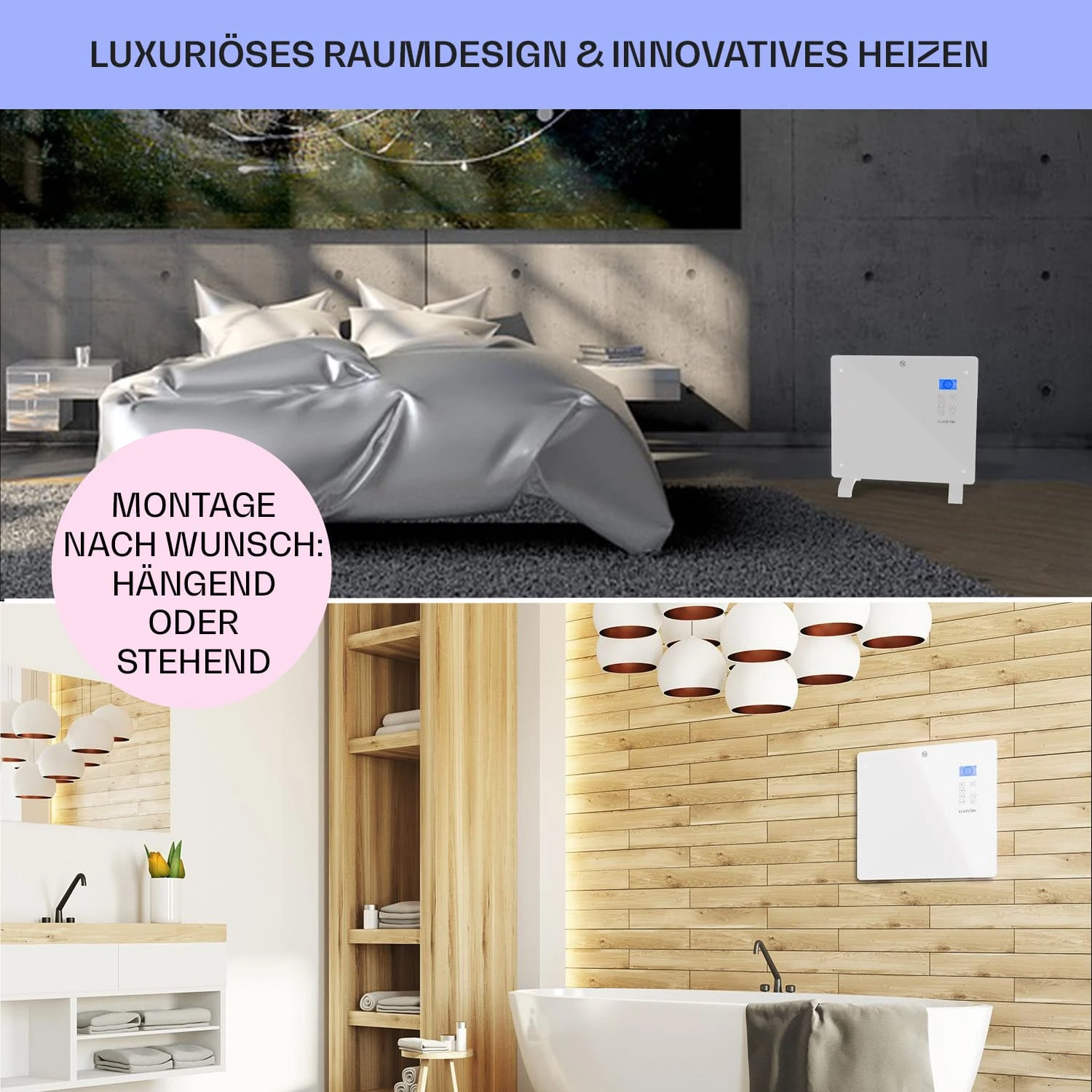 Norderney Konvektions-Heizgerät Thermostat Timer 1000W 20m² Weiß – Bild 7