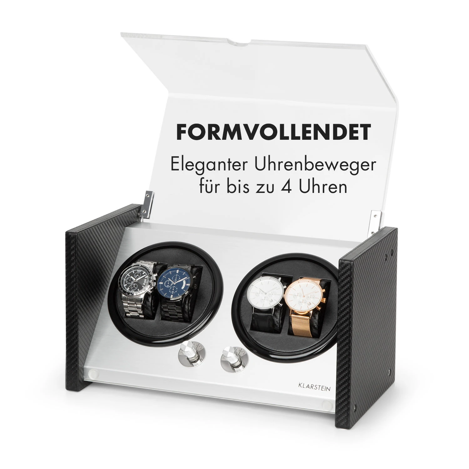 Tokyo 4 Uhrenbeweger, 4 Uhren, 3 Geschwindigkeiten, 4 Modi, Schwarz – Bild 3