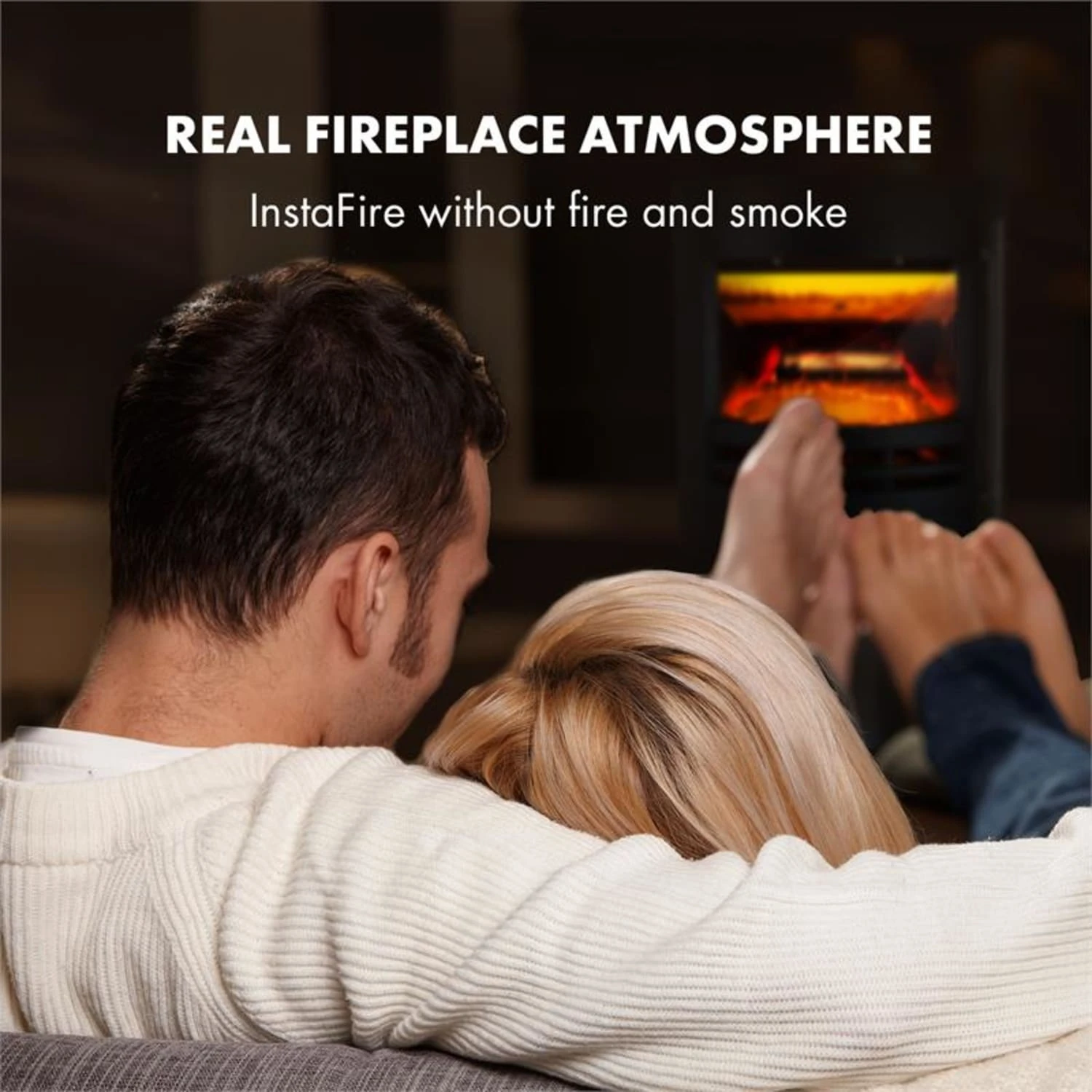 Brixen Elektrischer Kamin 900/1800W InstaFire Thermostat Schwarz – Bild 2