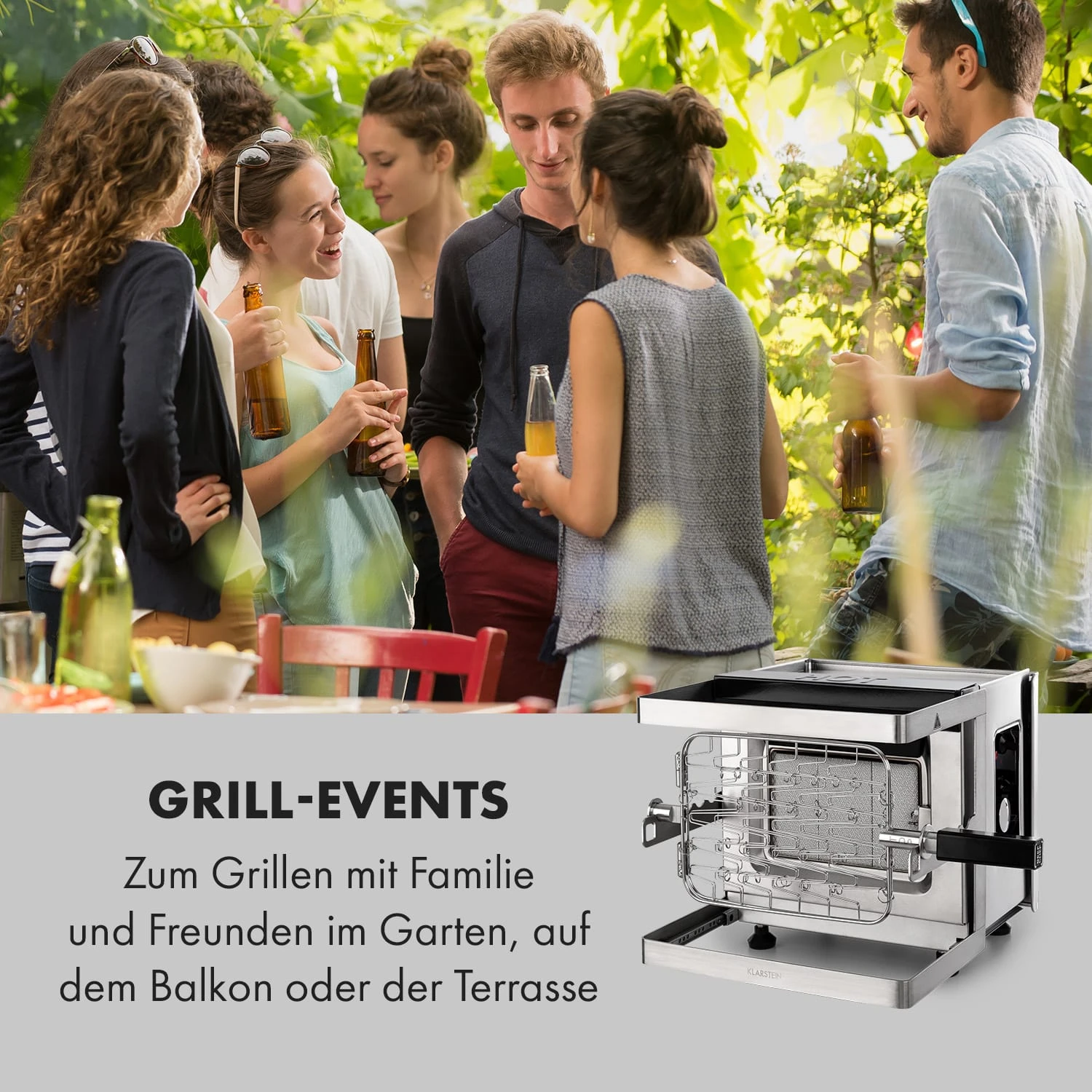 Crossfire Vertikaler Gasgrill 800°C Infrarot-Brenner 12.000 BTU Silber – Bild 2