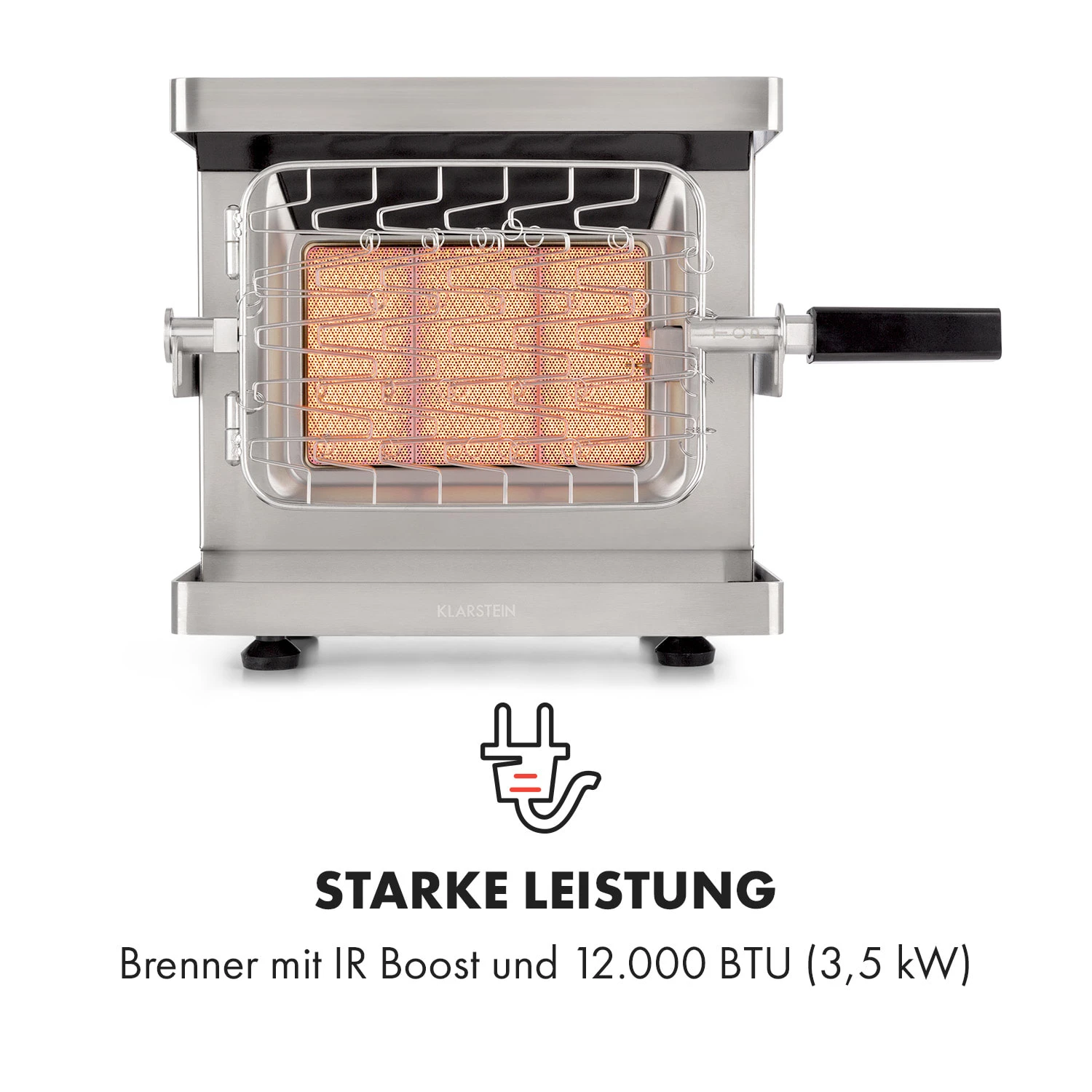 Crossfire Vertikaler Gasgrill 800°C Infrarot-Brenner 12.000 BTU Silber – Bild 3