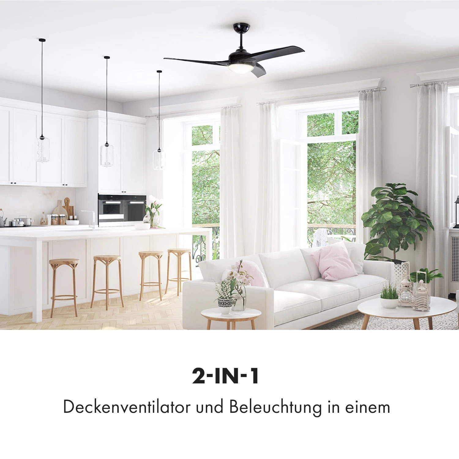 Klarstein Figo Deckenventilator 2-in-1 Mit Deckenleuchte Ø 132 Cm – Bild 2