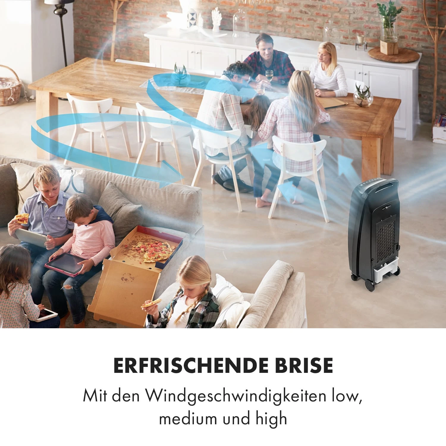 Rotator 4-in-1 Luftkühler 396 M³/h 110W 7 Ltr 360° Fernbedienung Mobil – Bild 3