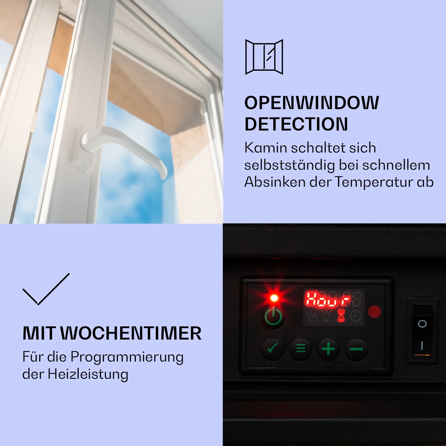 Lienz Elektrischer Kamin 1800W Steindekor Polystone Fernbedienung – Bild 4