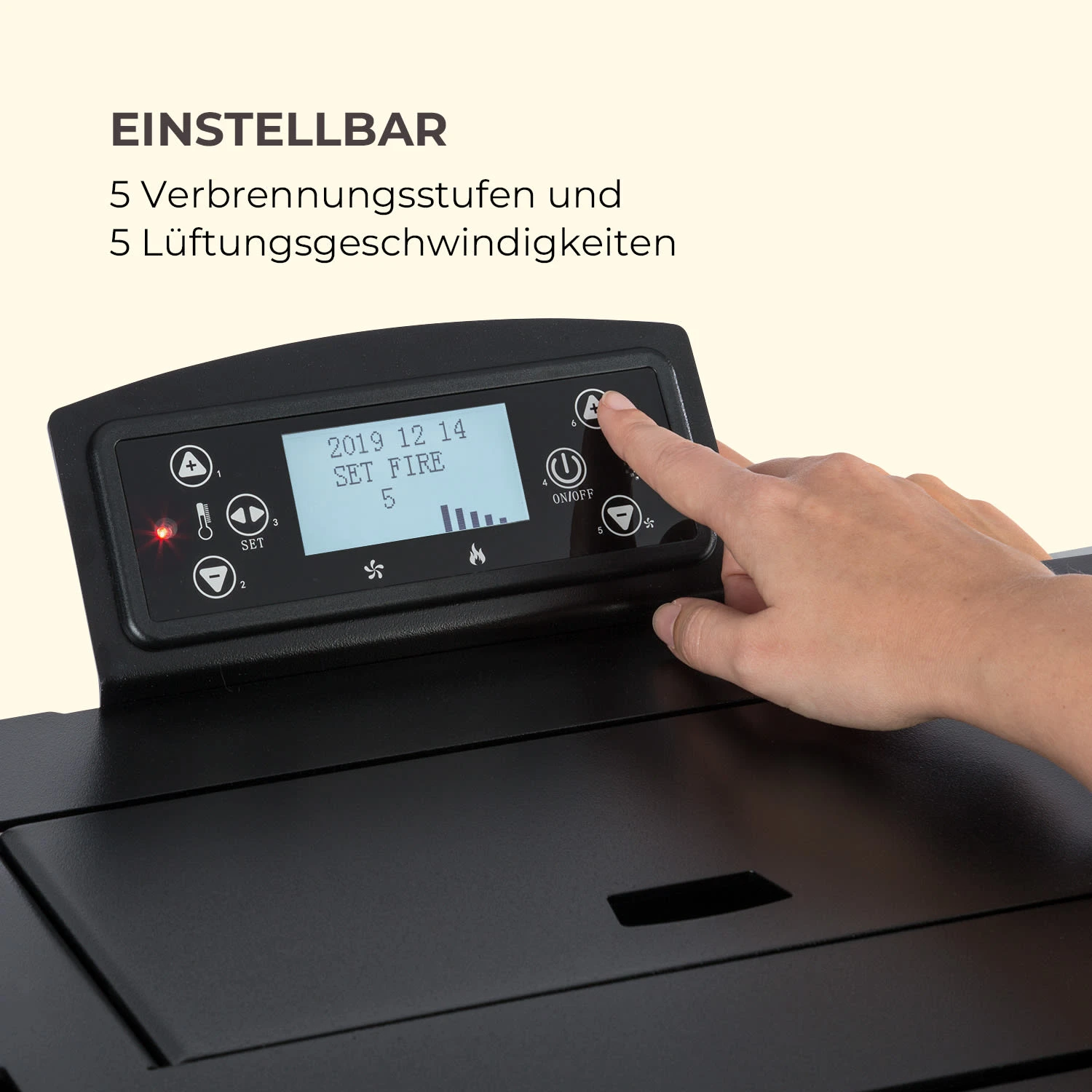 Energiewende Pelletofen 5/10 KW 5 Stufen Timer 18kg 250m³ Fernbedienung Schwarz – Bild 7
