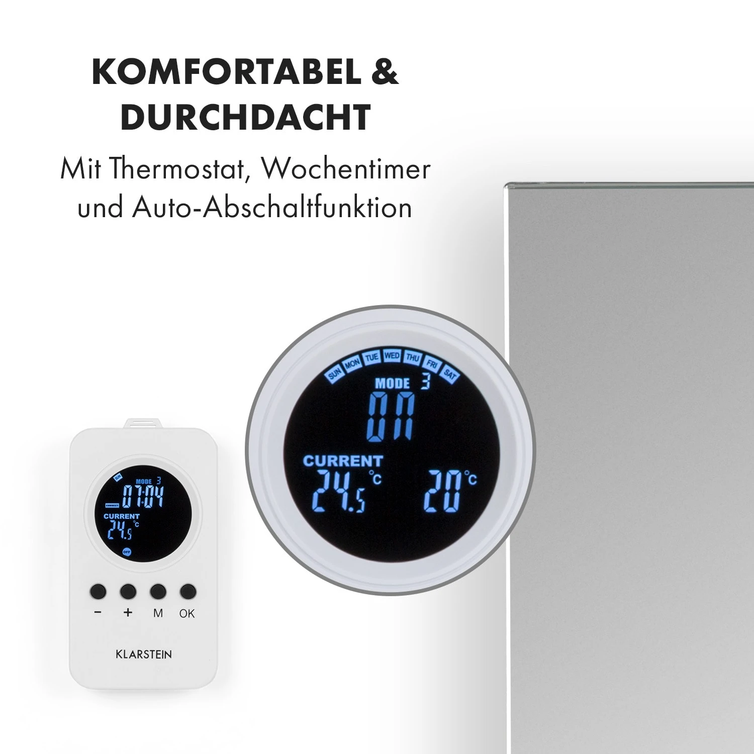 Marvel Mirror Infrarotheizung 360W Wochentimer IP54 Spiegel Rechteckig – Bild 4