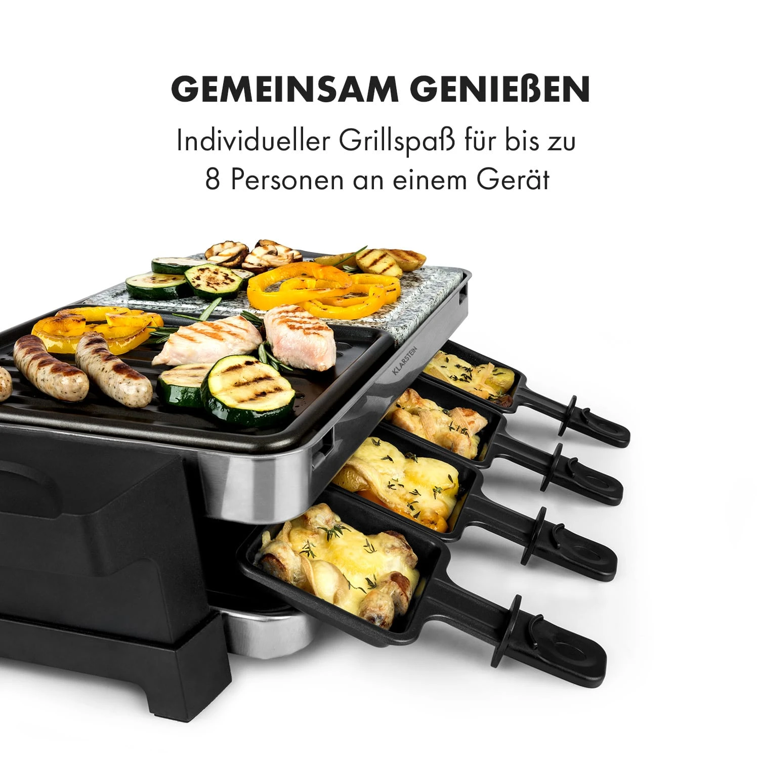 Sirloin Raclette 1500W Aluminium / Stein 8 Personen Kontroll-LED – Bild 5