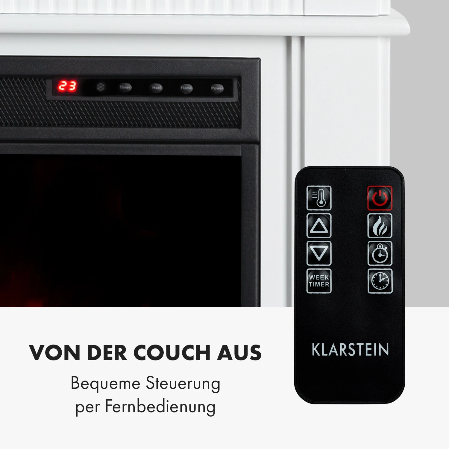 Bern Elektrischer Kamin 1000/2000W LED 10-30 °C Wochentimer – Bild 3