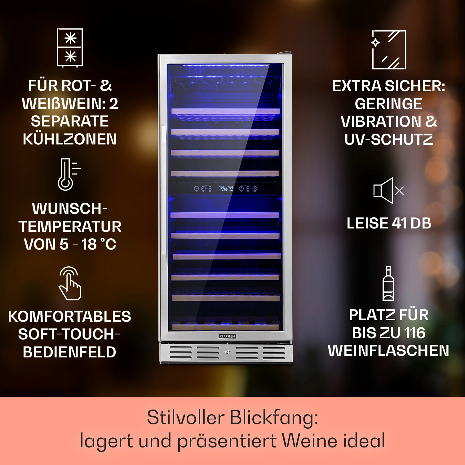 Vinovilla Grande 116 Built-in Duo Weinkühlschrank 310 Ltr 116 Fl. LED – Bild 2