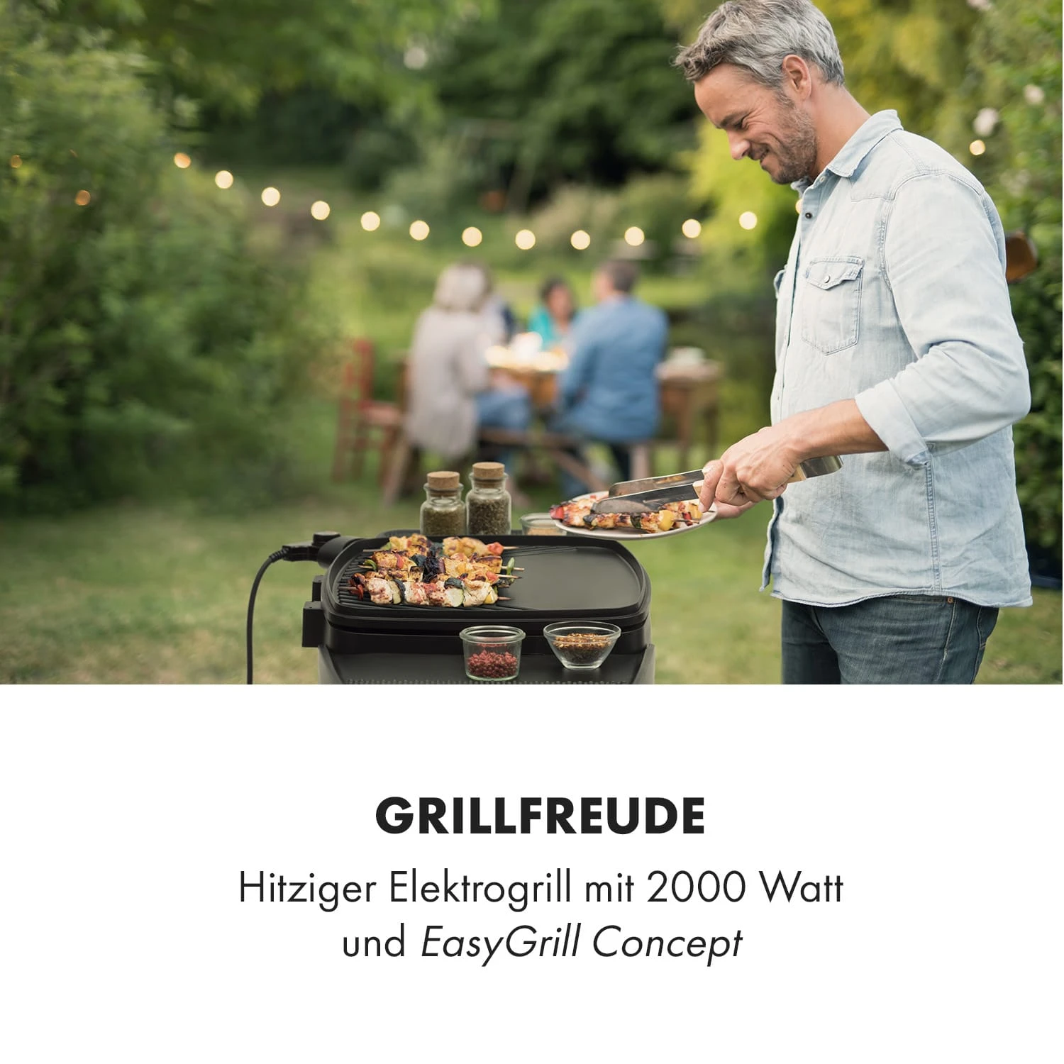 Gatsby Elektrogrill 2000W Antihaft-Grillfläche Seitentische – Bild 2