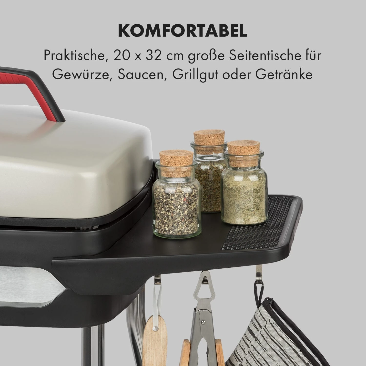 Gatsby Elektrogrill 2000W Antihaft-Grillfläche Seitentische – Bild 3