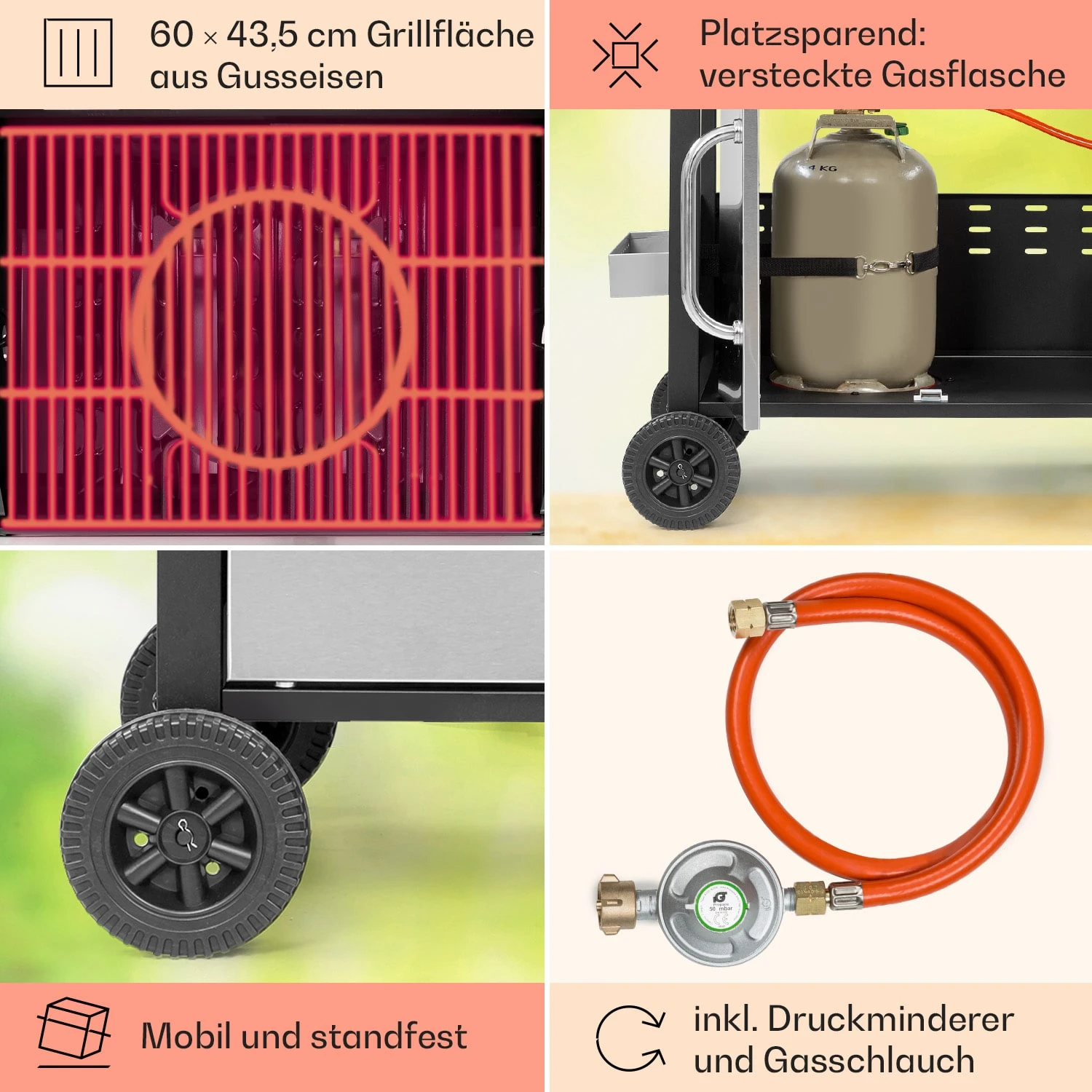Tomahawk Gasgrill 3 X 3,6 KW Brenner 60 X 43,5 Cm Grill Edelstahl – Bild 5