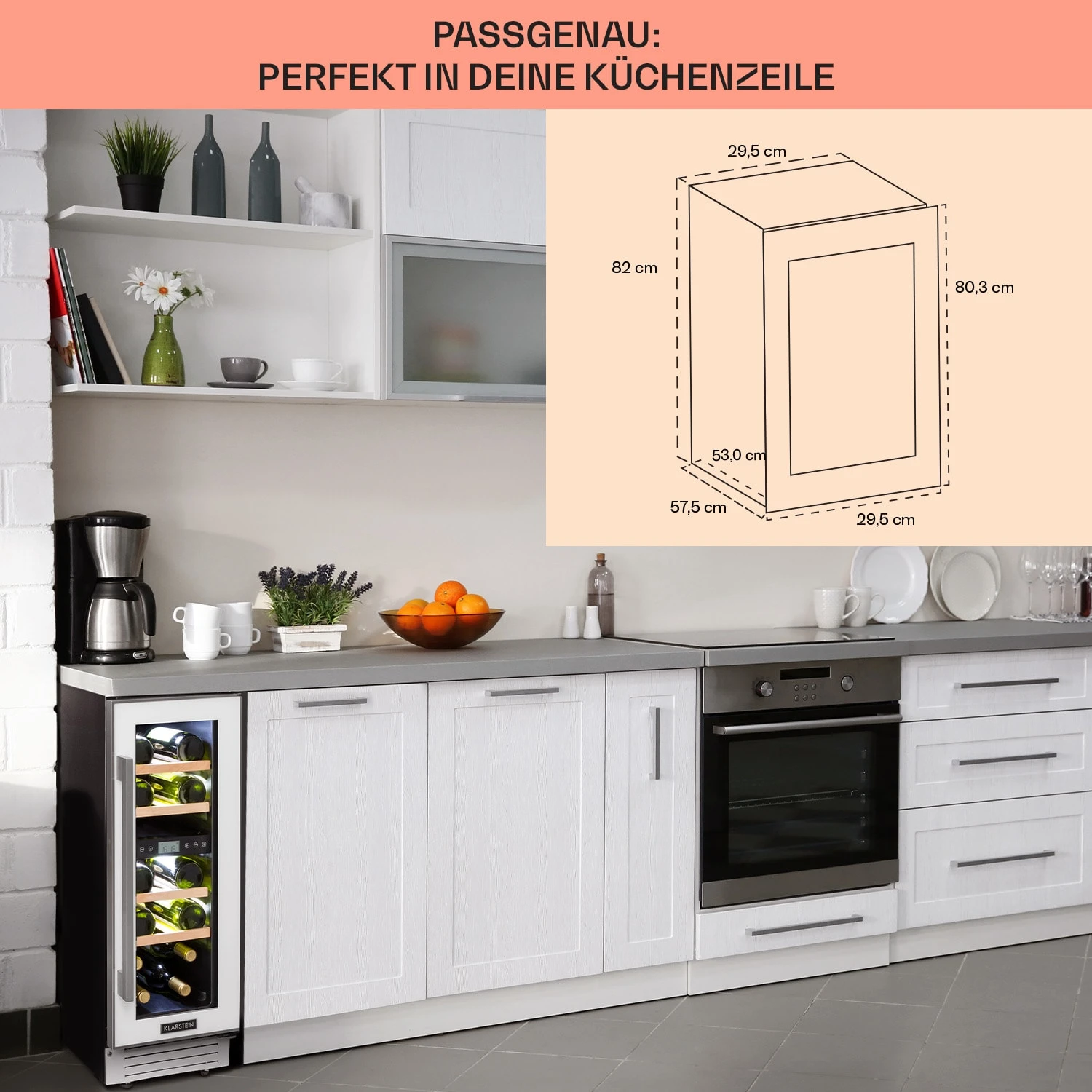 Vinovilla 17 Built-In Duo Zweizonen-Weinkühlschrank 53l 17 Fl. 3-Farben Glastür – Bild 6