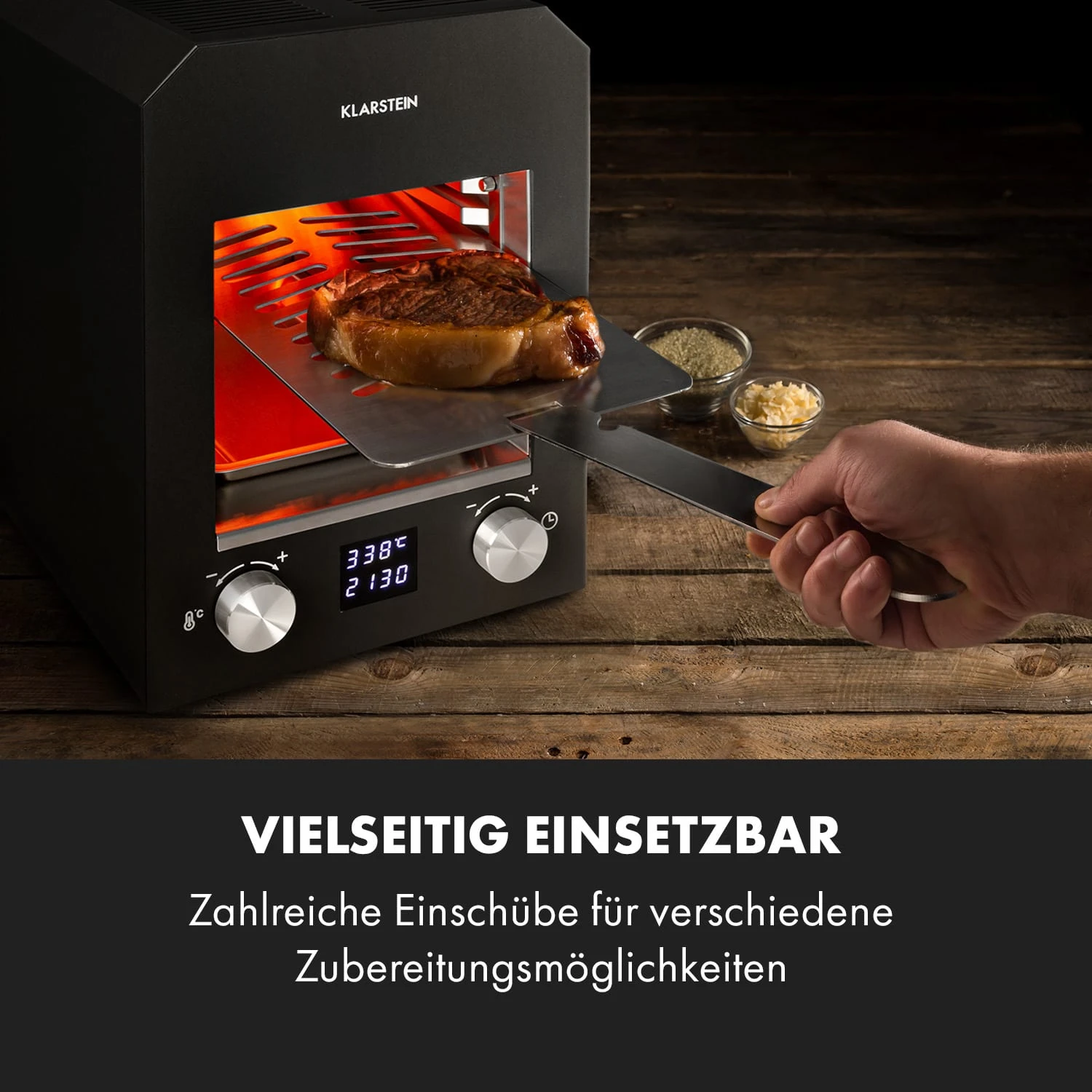 Hannibal Hochtemperaturgrill Indoor 2.200W 850°C Edelstahl Schwarz – Bild 6