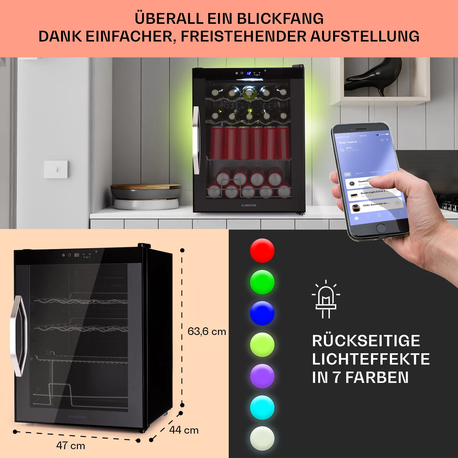 Coachella 60 Kühlschrank 60 Liter WiFi-Funktion Hintergrundbeleuchtung – Bild 6