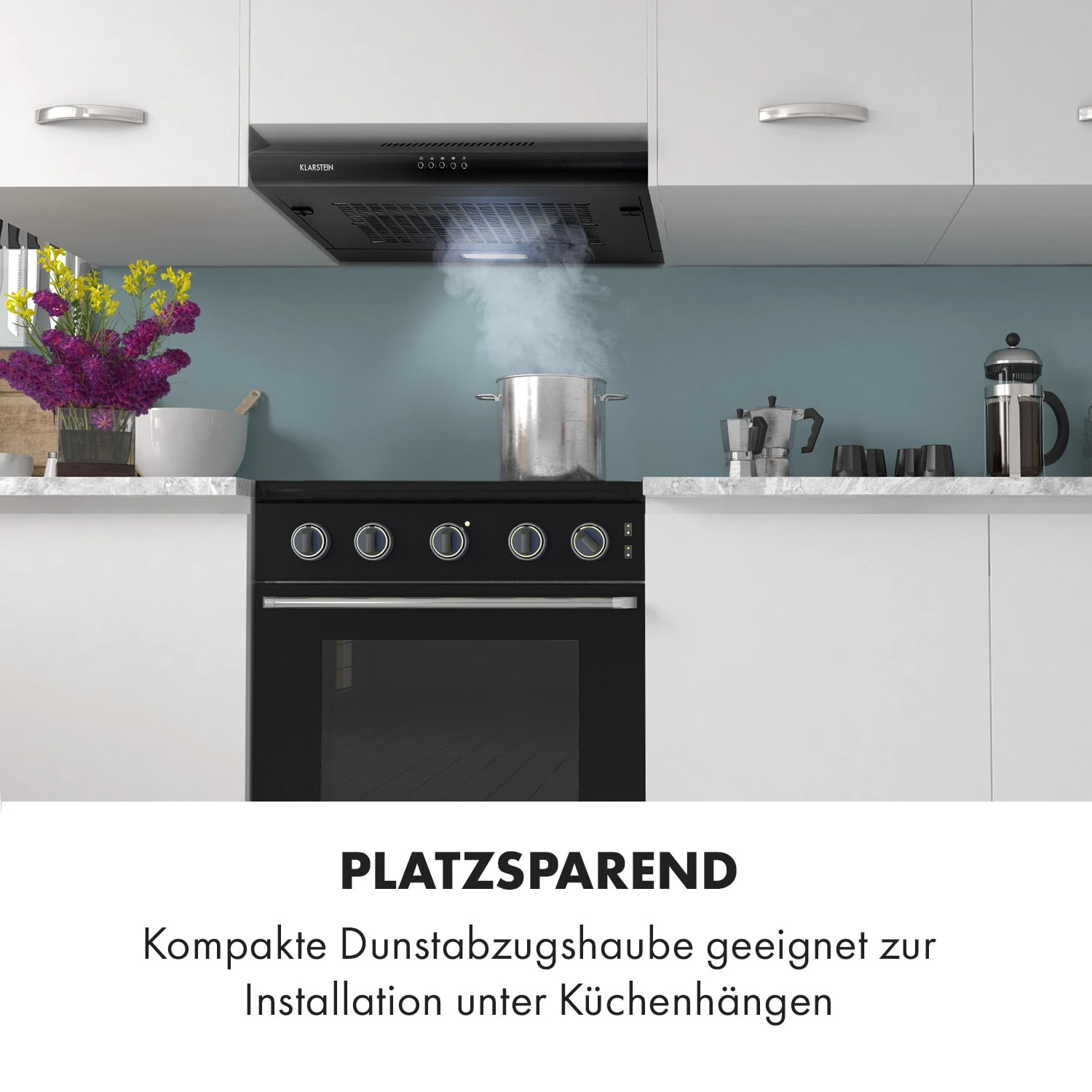 Capannina Unterbau-Abzugshaube 60cm 166m³/h LED Edelstahl Schwarz – Bild 2