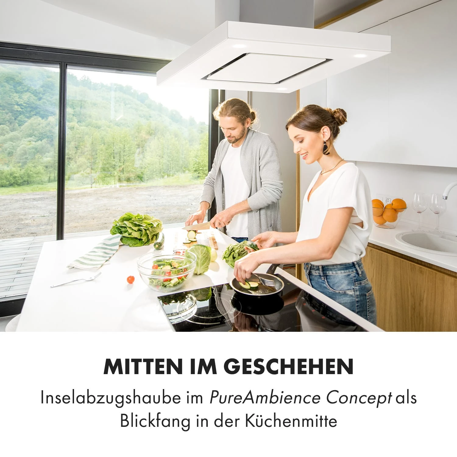 Valeria Inselhaube 90cm 650m³/h Touch EEC A LED Glas Edelstahl – Bild 2