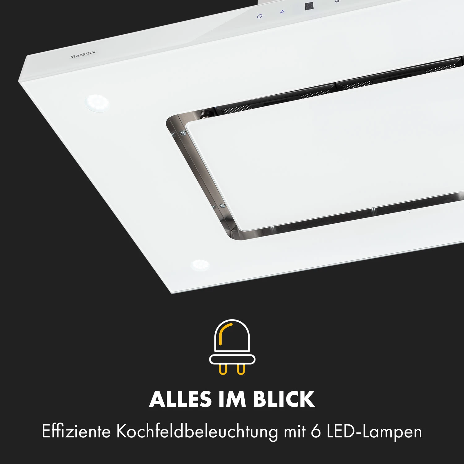 Valeria Inselhaube 90cm 650m³/h Touch EEC A LED Glas Edelstahl – Bild 3