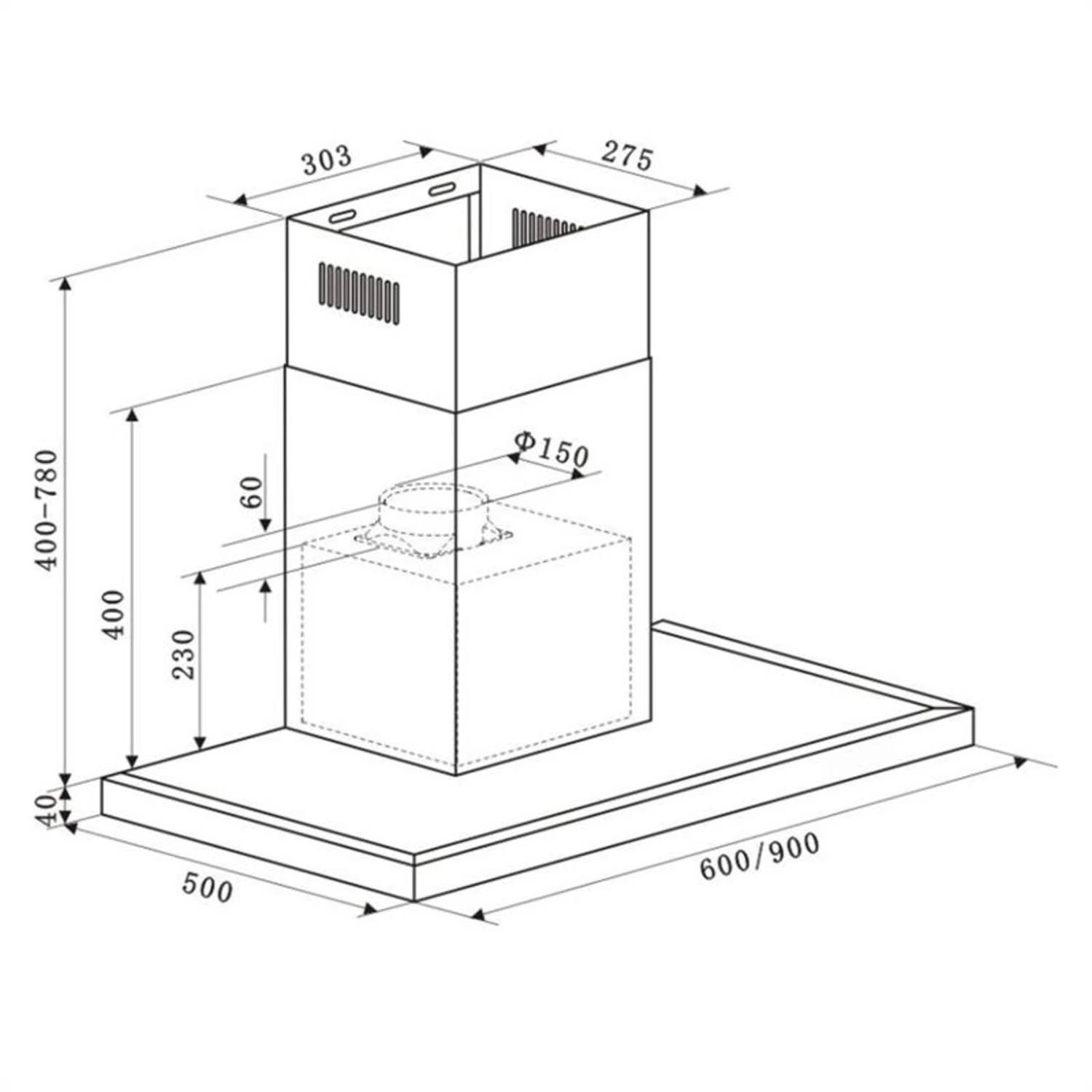 Limelight Dunstabzugshaube 60cm Wandhaube 600m³/h Edelstahl – Bild 9