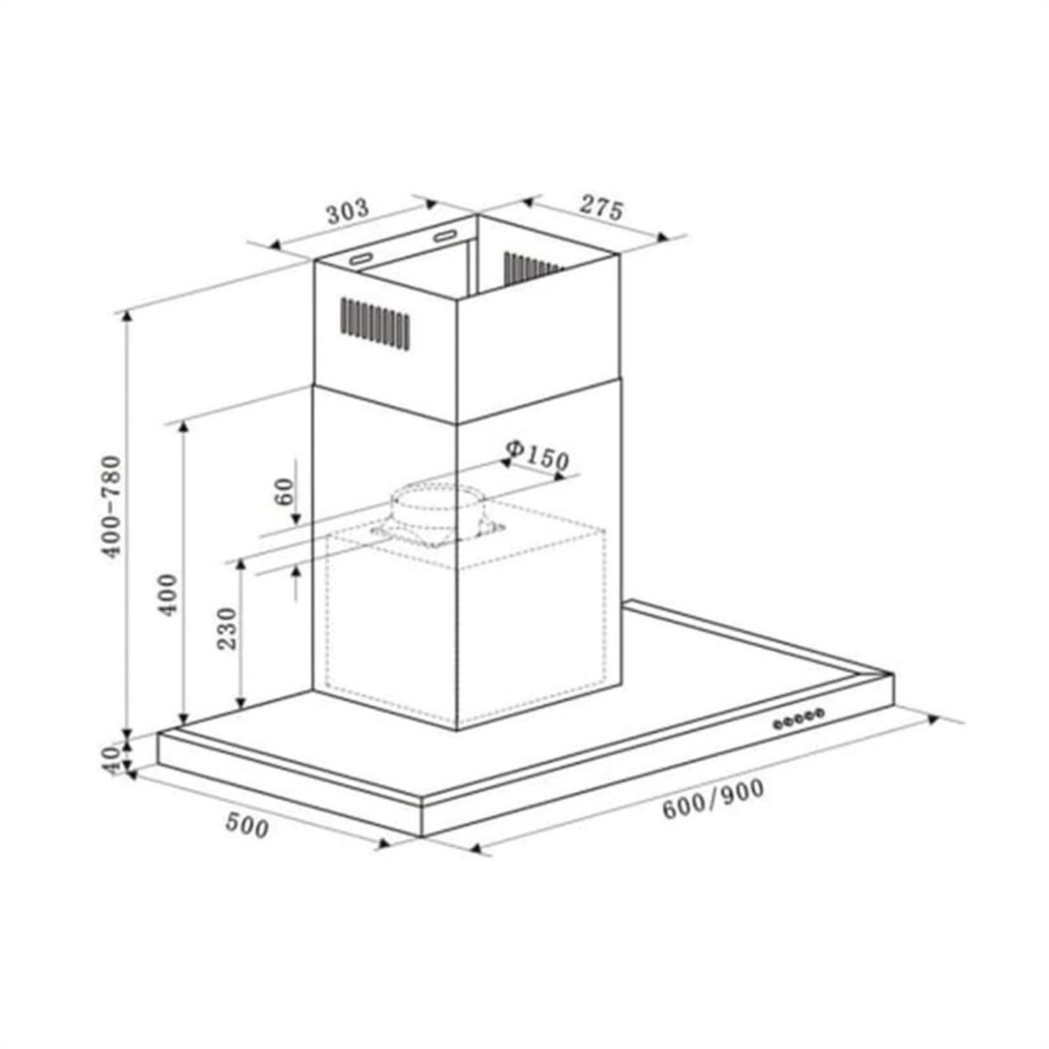 Limelight Dunstabzugshaube 60cm Wandhaube 600m³/h Schwarz – Bild 9