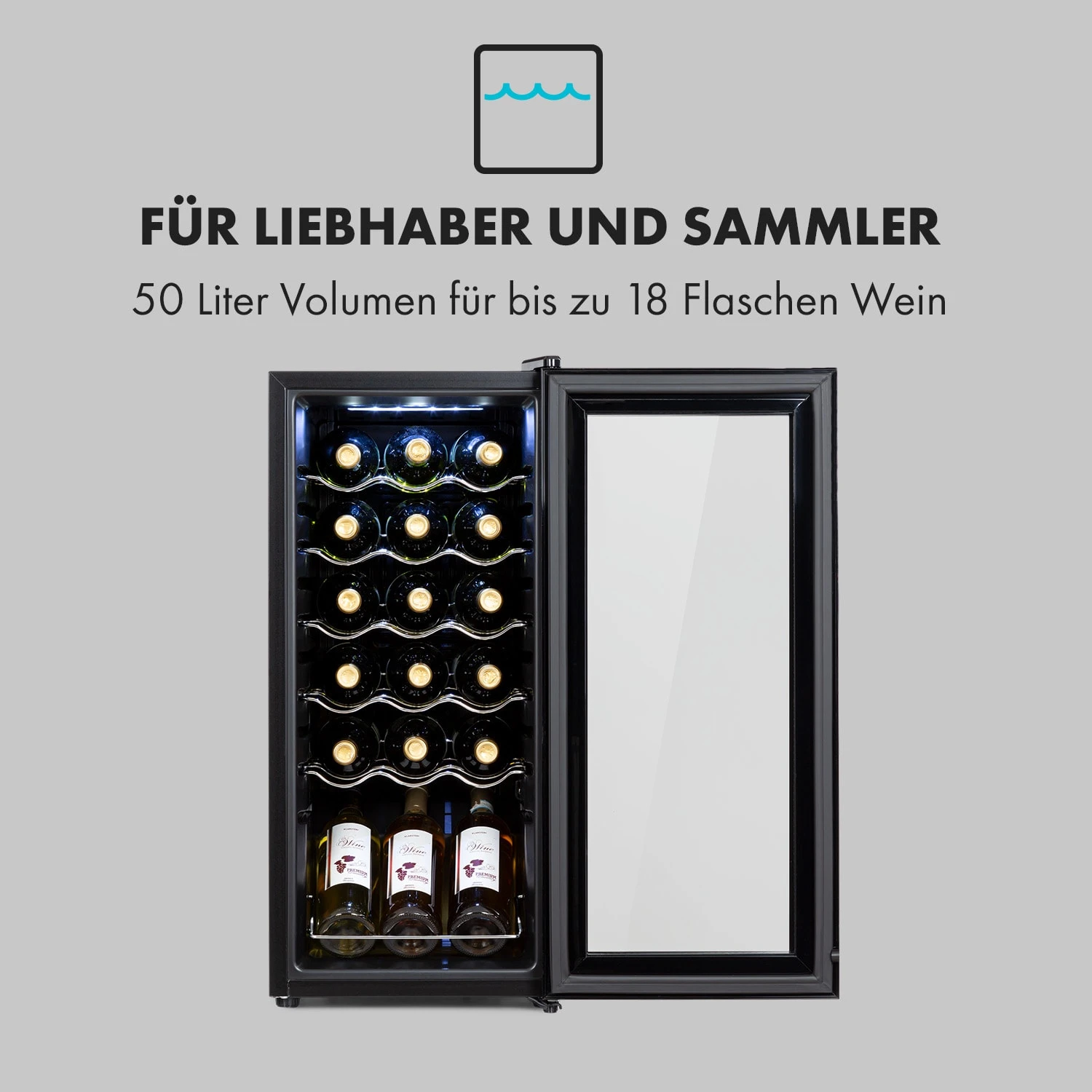 Shiraz 18 Slim Uno Weinkühlschrank 50l 18Fl Touch-Bedienfeld 5-18°C – Bild 3